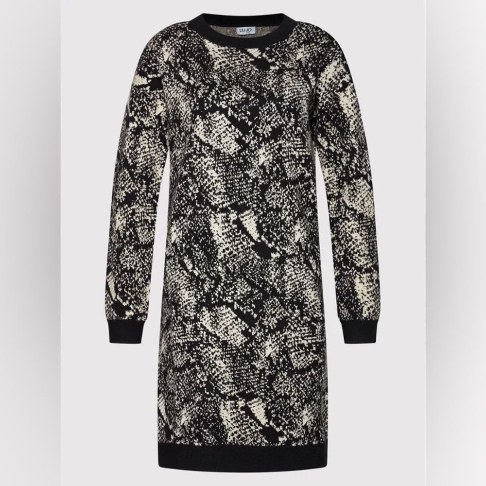 Liu Jo Black Python / Snake Long Sleeve Sweater Dress Size M - Picture 6 of 12